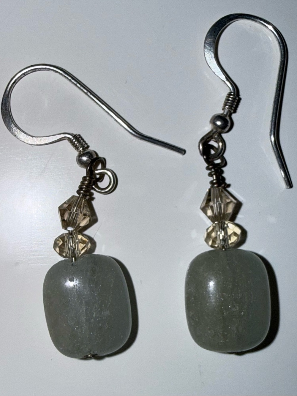 Green Prehnite w/ gold Crystals - Drop Earrings